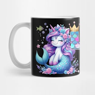 Womens Cute Unicorn Mermaid 4Th Birthday Party 4 Years Old Kids Mug